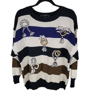 ESCADA by MARGARETHA LEY | vintage striped nautical knit cotton crewneck sweater